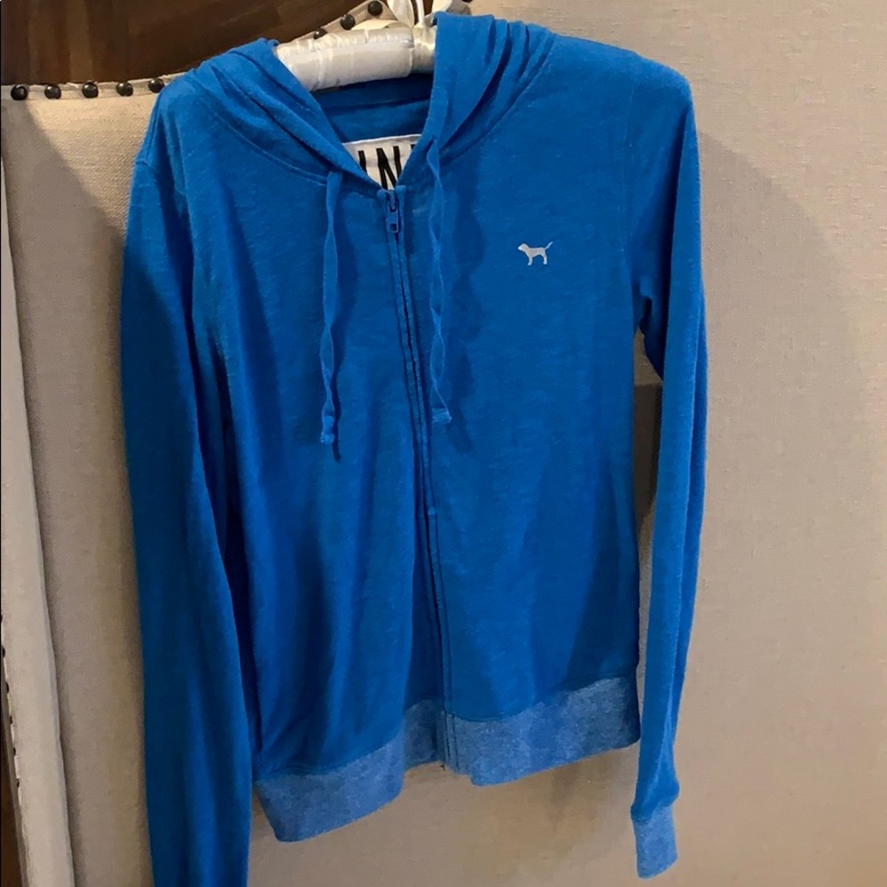 Pink Victoria’s Secret zip up in color, blue size extra small - Picture 7 of 8
